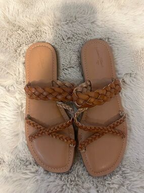 Universal Thread Braided Tan Slide Sandals
